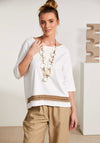 Naya Pleated Colour Trim Top, White