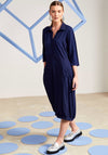 Naya Puffball Collar Shirt Dress, Navy