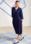 Naya Puffball Collar Shirt Dress, Navy
