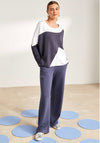 Naya Colour Block Oversized Top, Navy and White