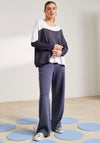 Naya Colour Block Oversized Top, Navy and White