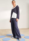 Naya Colour Block Oversized Top, Navy and White