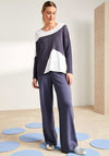 Naya Colour Block Oversized Top, Navy and White