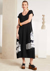 Naya Contrast Print T Shirt Dress, Black and White