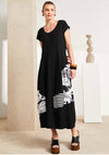 Naya Contrast Print T Shirt Dress, Black and White