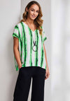 Naya Blurred Stripe V Neck Top, Green