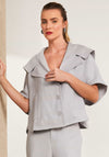 Naya Buttoned Shawl Effect Jacket, Light Grey