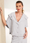 Naya Buttoned Shawl Effect Jacket, Light Grey