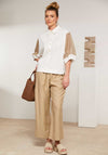 Naya Elasticated Wide Leg Trousers, Beige