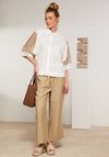 Naya Elasticated Wide Leg Trousers, Beige