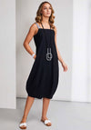 Naya Tulip Ribbed Shoulder Strap Dress, Black