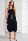 Naya Tulip Ribbed Shoulder Strap Dress, Black