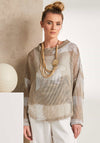 Naya Funnel Neck Mesh Top, Beige Multi