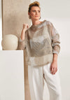 Naya Funnel Neck Mesh Top, Beige Multi