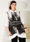 Naya Spray Longline Shirt, White and Black