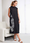 Naya Crinkle Shawl Collar Midi Dress, Black