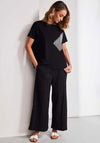 Naya Crinkle Wide Leg Trousers, Black