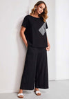 Naya Crinkle Wide Leg Trousers, Black