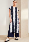 Naya Blurred Stripe Tunic Top, Navy and White
