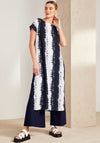 Naya Blurred Stripe Tunic Top, Navy and White