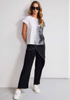 Naya Spray Print Pocket Detail Top, White