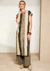 Naya Wide Stripe Print Tunic Dress, Khaki Green