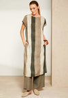 Naya Wide Stripe Print Tunic Dress, Khaki Green