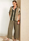 Naya Wide Stripe Print Shirt, Khaki Green
