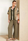 Naya Wide Stripe Print Shirt, Khaki Green