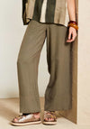 Naya Turned Up Hem Wide Leg Trousers, Khaki Green