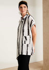 Naya Striped Pocket Detail Sleeveless Shirt, White and Black