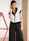 Naya Striped Buttoned Waistcoat, White and Black