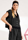 Naya Striped Buttoned Waistcoat, Black and White