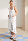 Naya Scratch Print Textured Dress, White and Navy
