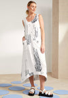 Naya Scratch Print Textured Dress, White and Navy