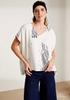 Naya Scratch Print Textured T-Shirt, White and Navy