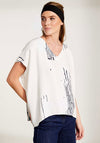 Naya Scratch Print Textured T-Shirt, White and Navy