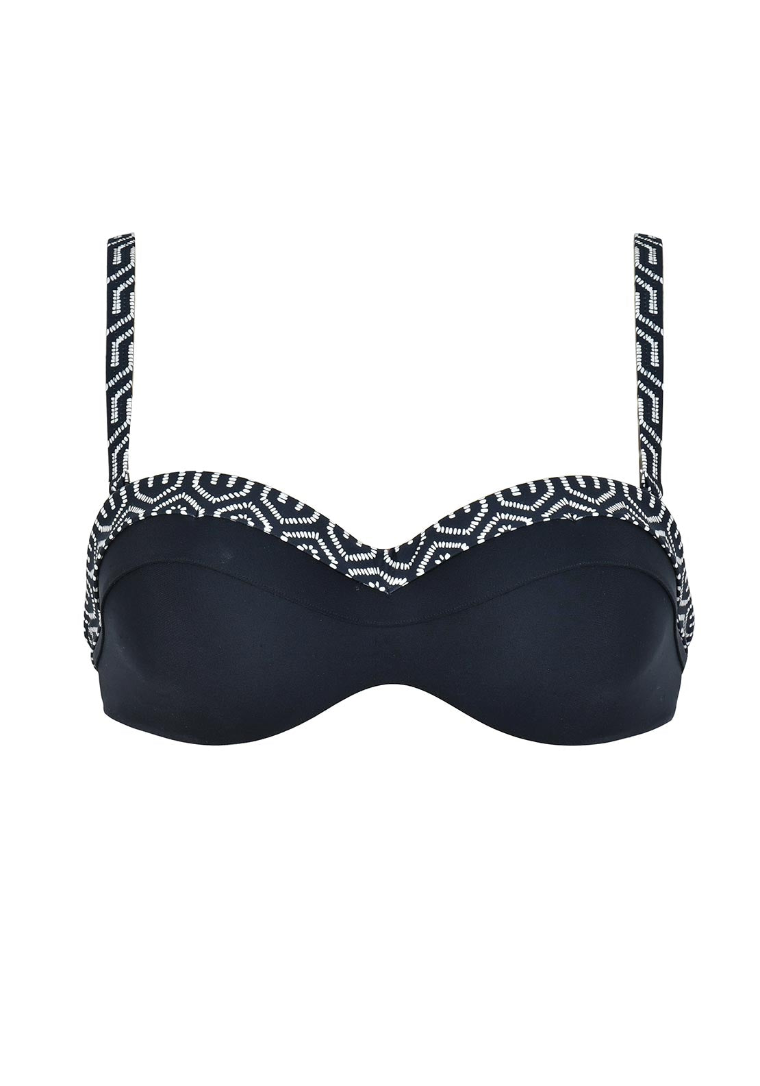 Naturana Contrast Trim Padded Underwire Bikini Top, Black
