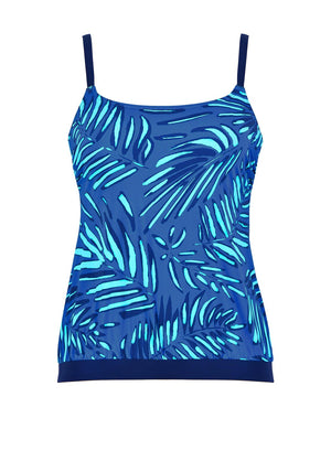 Naturana Tropical High Tankini Top, Blue