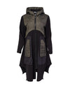 Naya Quilted Jersey Panel Coat, Black & Khaki