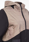 Naya Quilted Jersey Panel Coat, Black & Mink