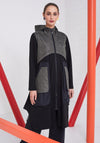 Naya Quilted Jersey Panel Coat, Black & Khaki