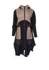 Naya Quilted Jersey Panel Coat, Black & Mink