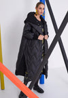 Naya Knit Cuff Quilted Coat, Black