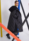 Naya Knit Cuff Quilted Coat, Black