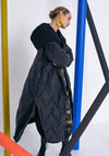 Naya Knit Cuff Quilted Coat, Black