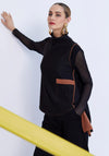 Naya Contrasting Seam Sleeveless Top, Black