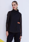 Naya Contrasting Seam Sleeveless Top, Black