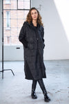 Naya Padded Hooded Coat with Ribbed Collar & Pockets, Black