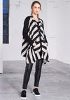 Naya Jersey Stripe Asymmetric Hooded Gilet, Black